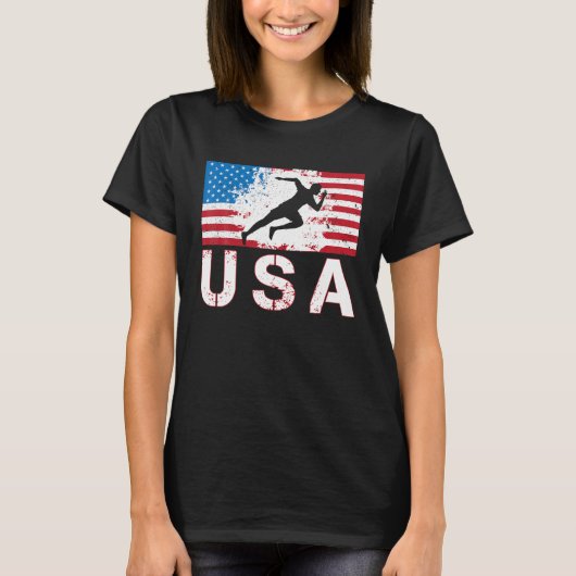 USA Track und Felderteam Amerikanischer Flaggen US T-Shirt (Vorderseite)