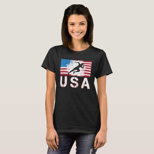 USA Track und Felderteam Amerikanischer Flaggen US T-Shirt (Vorne ganz)