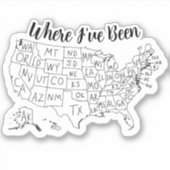 USA Travel Tracker Map Places Visited Coloring Aufkleber (Vorderseite)