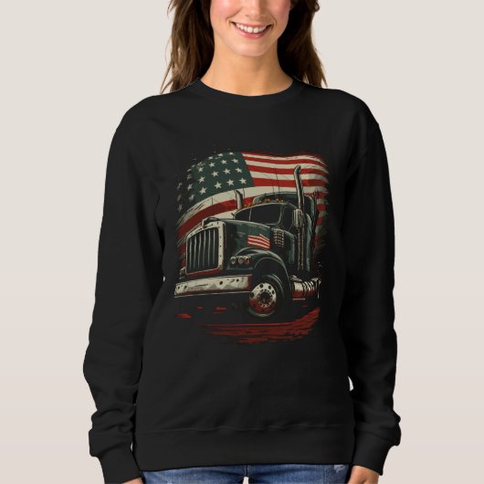USA Truck Driver American Flag Trucker Sweatshirt (Vorderseite)