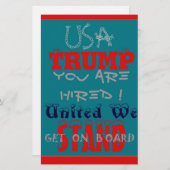 USA Trump Sie sind eingestellt! United Wir Stand A Briefpapier (Vorne/Hinten)