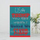 USA Trump Sie sind eingestellt! United Wir Stand A Briefpapier (Stehend Vorderseite)
