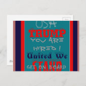 USA Trump Sie sind eingestellt! United Wir Stand A Postkarte (Vorne/Hinten)