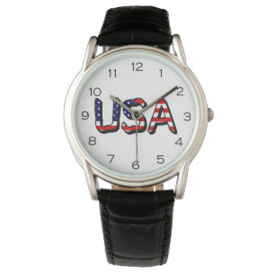 USA überlagern sich auf US Flag Black Numbers Men Armbanduhr