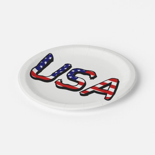 USA überlagern sich auf US Flag PT Pappteller (Schrägansicht)
