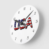 USA überlagerten sich auf US Flag Black Script Num Runde Wanduhr (Winkel)