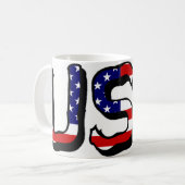 USA überlappen sich auf US-Flagge Kaffeetasse (Vorderseite Links)