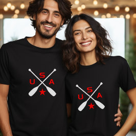 USA überquerte Paddle Oars mit Star Dark Color T-Shirt