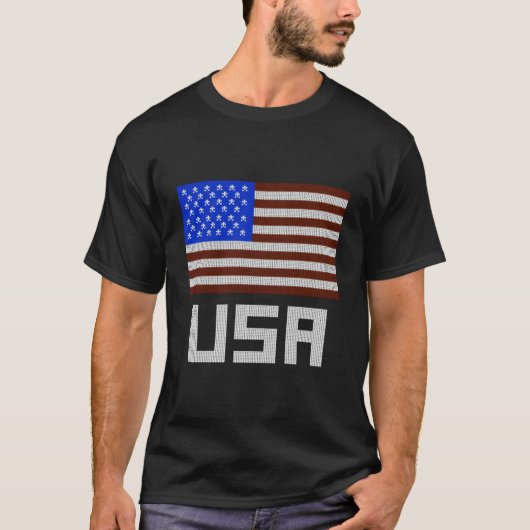 Usa Ugly Sweater Style Geografie Flags T-Shirt (Vorderseite)