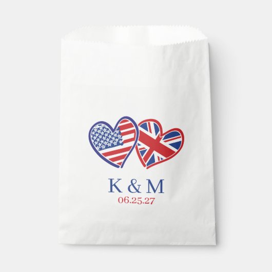 USA UK Heart Flags Geschenktütchen (Vorderseite)