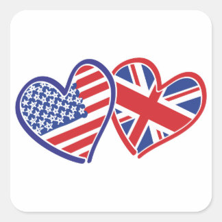 USA - UK-Liebe Quadratischer Aufkleber