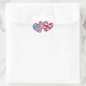 USA - UK-Liebe Quadratischer Aufkleber (Tasche)