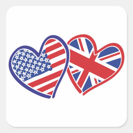 USA - UK-Liebe Quadratischer Aufkleber (Vorderseite)