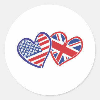 USA - UK-Liebe Runder Aufkleber