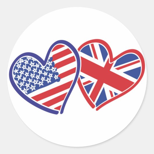 USA - UK-Liebe Runder Aufkleber (Vorderseite)
