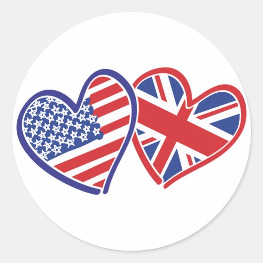 USA - UK-Liebe Runder Aufkleber (Vorderseite)