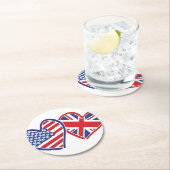 USA - UK-Liebe Runder Pappuntersetzer (Vor Ort)