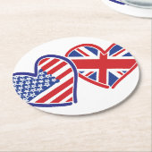 USA - UK-Liebe Runder Pappuntersetzer (Angewinkelt)