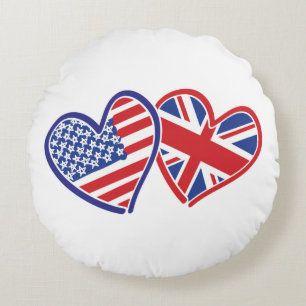 USA - UK-Liebe Rundes Kissen