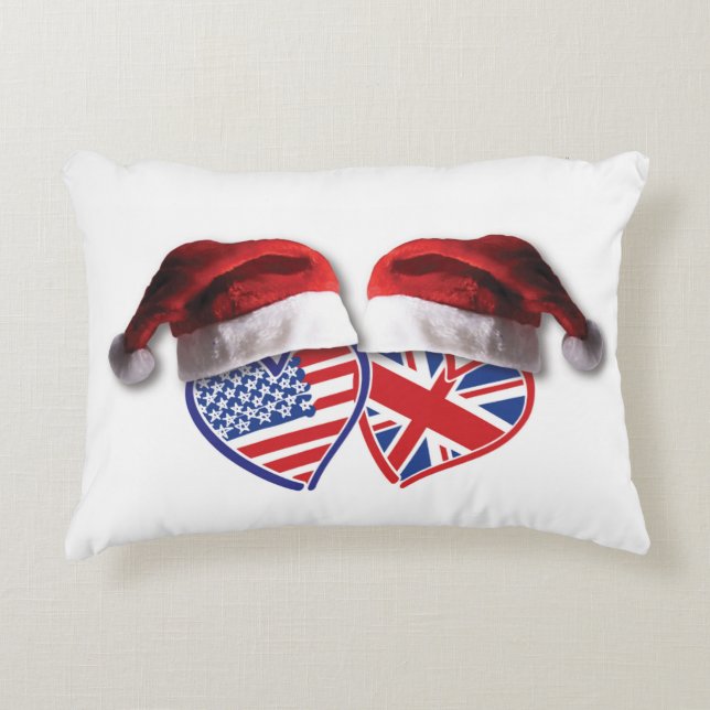 USA-UK-Santa-Hats Dekokissen (Vorderseite)