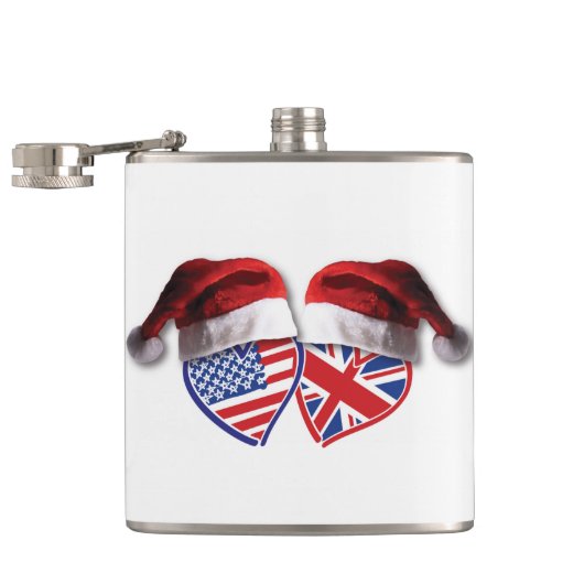 USA-UK-Santa-Hats Flachmann (Geöffnet)