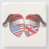 USA-UK-Santa-Hats Steinuntersetzer (Vorderseite)