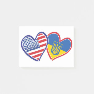 USA-Ukraine-Flaggen Post-it Klebezettel