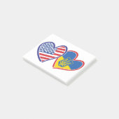 USA-Ukraine-Flaggen Post-it Klebezettel (angewinkelt)