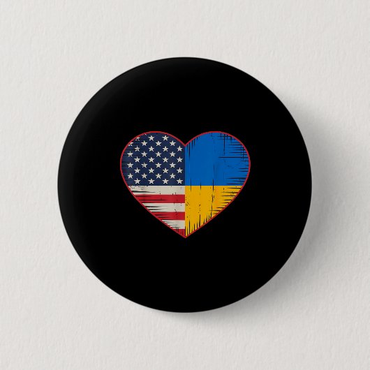 Usa Ukraine Heart - Dual Citizenship Button (Vorderseite)