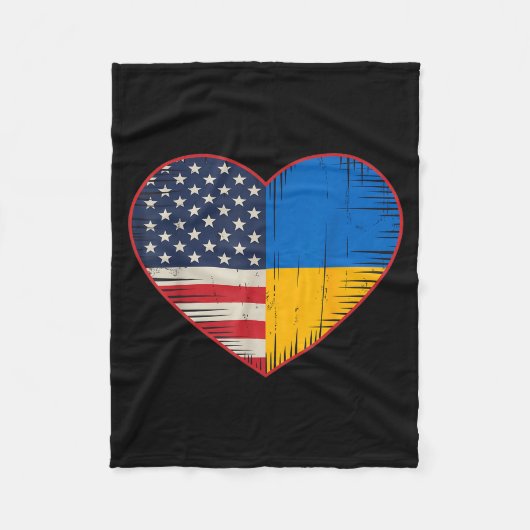 Usa Ukraine Heart - Dual Citizenship Fleecedecke (Vorderseite)