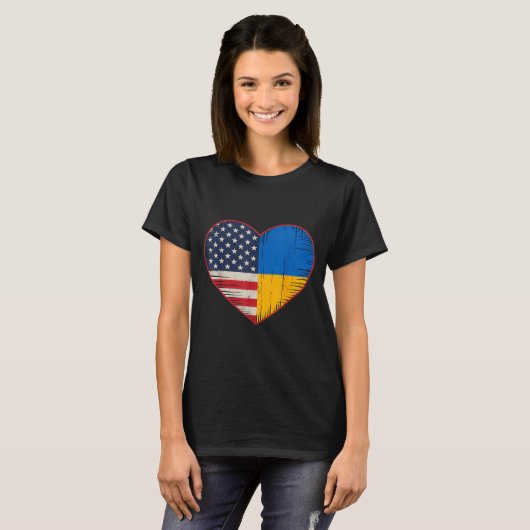 Usa Ukraine Heart - Dual Citizenship T-Shirt (Vorne ganz)