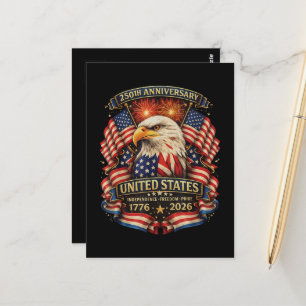 USA Unabhängigkeit 250. Jahrestag 1776 2026 Postkarte