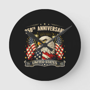 USA Unabhängigkeit 250. Jubiläum 1776 2026 Patri Runde Wanduhr