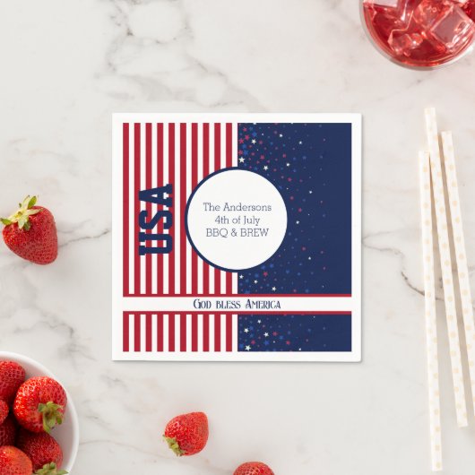 USA Unabhängigkeit Gott segne Amerika 4. Juli Part Serviette (Beispiel)