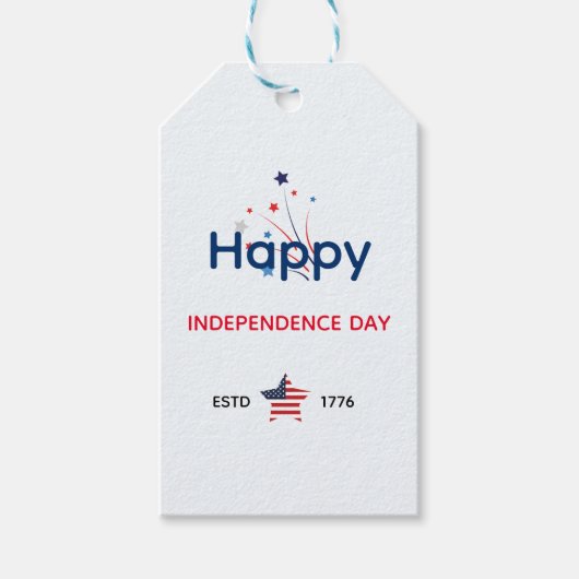 USA Unabhängigkeitstag 4. Juli Grüße Geschenkanhänger (Vorderseite)