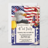 USA Unabhängigkeitstag 4. Juli Party Einladung (Vorderseite)