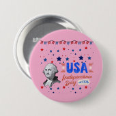 USA Unabhängigkeitstag hellrosa Button (Vorne & Hinten)