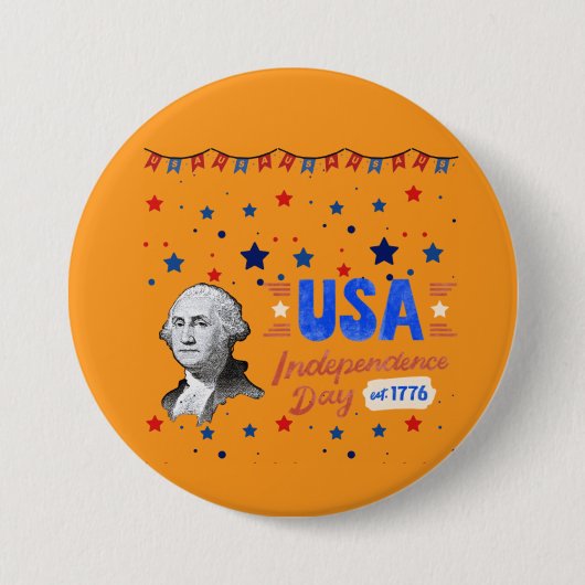 USA Unabhängigkeitstag Orange Button (Vorderseite)