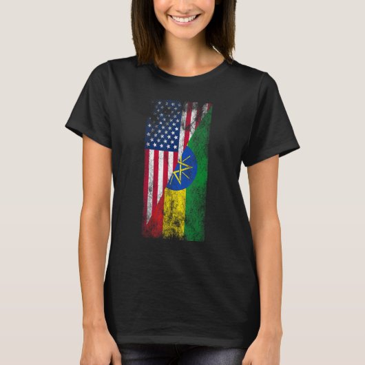 USA und Äthiopien - Flaggen - USA, E T-Shirt (Vorderseite)