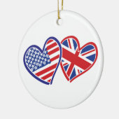 USA und BRITISCHE Flaggen-Herzen Keramik Ornament (Links)