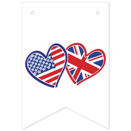 USA und BRITISCHE Flaggen-Herzen Wimpelkette (Zweite Fahne)