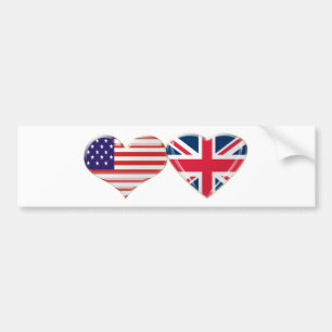 USA und BRITISCHER Herz-Flaggen-Entwurf Autoaufkleber