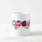 USA und BRITISCHER Herz-Flaggen-Entwurf Kaffeetasse (Mittel)
