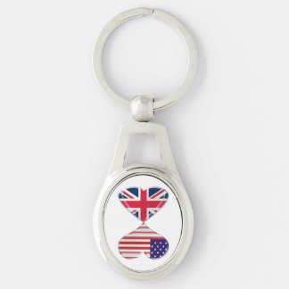 USA und BRITISCHES Herz-Flaggen-verdrehtes Schlüsselanhänger