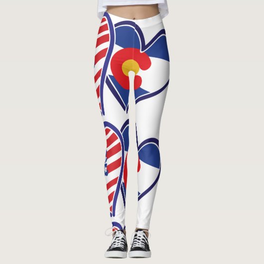 USA und Colorado-Flaggen-Herzen Leggings (Vorderseite)