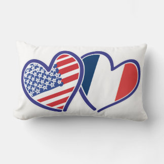 USA und Frankreich Liebe Hearts Lendenkissen