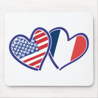 USA und Frankreich Liebe Hearts Mousepad