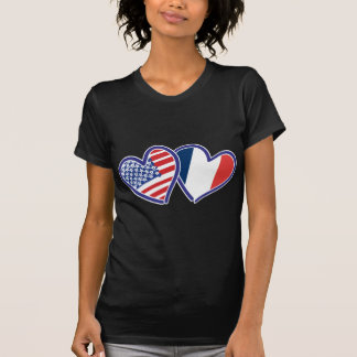 USA und Frankreich Liebe Hearts T-Shirt