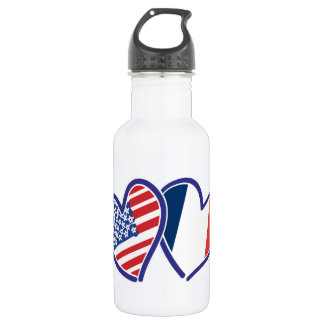 USA und Frankreich Liebe Hearts Trinkflasche