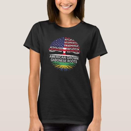 USA und Gabun Flaggen Amerikanische Grown Gabonese T-Shirt (Vorderseite)
